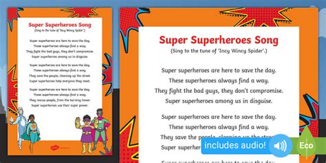 Super Superheroes Song (teacher made) - Twinkl