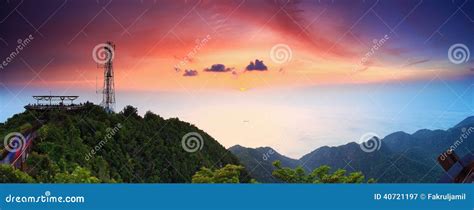 Langkawi Cable Car Sunset stock image. Image of landmark - 40721197