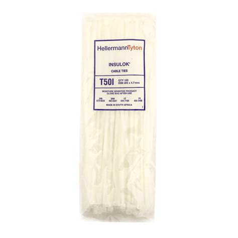 CABLE TIES 305X4.7MM WHITE - HELLERMAN SOLD PACK OF 100 | Fowkes Bros