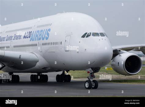 Airbus A380 the worlds largest passenger plane taxiing on runway Stock Photo - Alamy