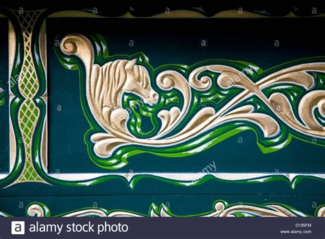 Download this stock image: Hand-carved and painted artwork on Romany Gypsy caravan - D195FM from ...