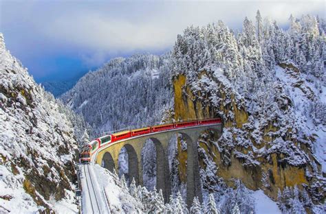 Bernina Express on the Landwasser Viaduct Graubünden Switzerland | Scenic wallpaper, Scenic ...