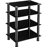 FITUEYES HiFi Rack AV Shelf 4-Tiers Glass TV Stand with Tempered Glass ...