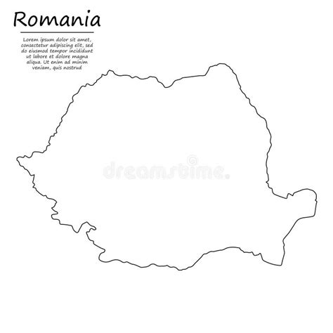 Simple Outline Map of Romania, in Sketch Line Style Stock Vector - Illustration of draw, black ...