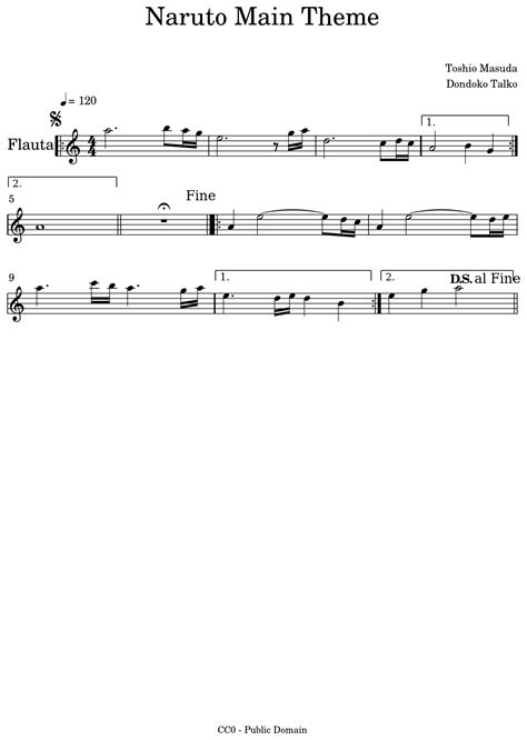 Naruto Main Theme - Sheet music for Flute