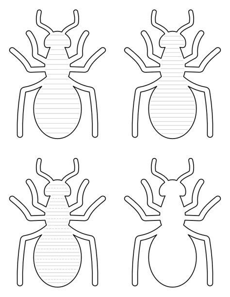 Free Printable Simple Ant-Shaped Writing Templates