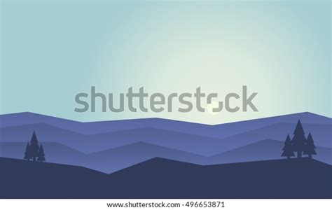 Silhouette Hill Vector Flat Sunset Illustration Stock Vector (Royalty Free) 496653871 | Shutterstock