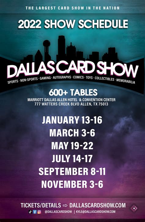 2022 Dallas Card Show Schedule - 600+ Tables | Cards, 16 march, Dallas