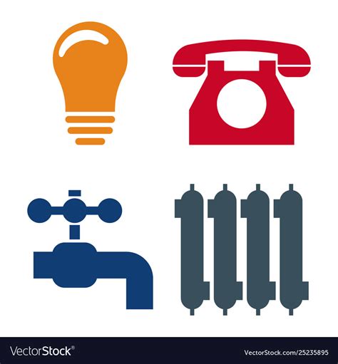 Set 4 utilities icons symbols power water Vector Image