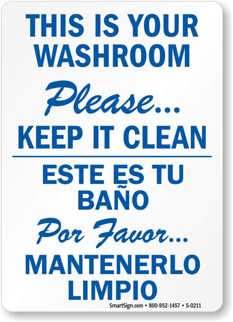 Bilingual Please Keep Your Washroom Clean Sign, SKU: S-0211