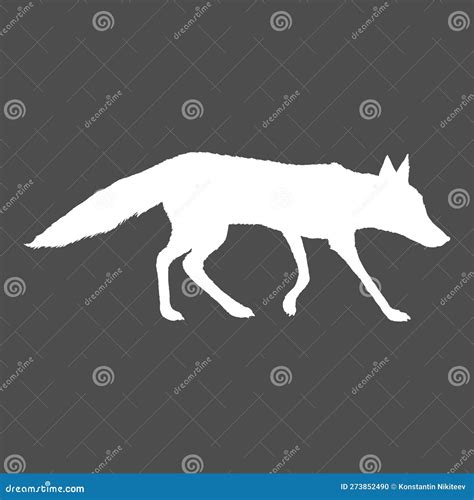 White Silhouette Walking Fox. Vector Illustration Stock Vector - Illustration of isolated ...