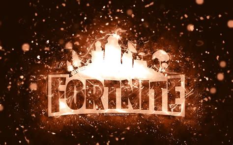 Download wallpapers Fortnite brown logo, 4k, brown neon lights ...