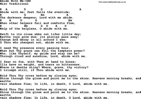 Funeral Hymn: Abide With Me-Crd, lyrics, and PDF