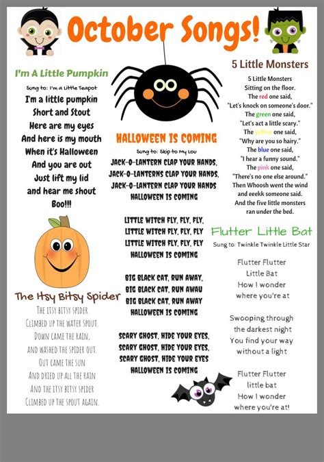 Pin by Holly Slawson on Oct crafts | Halloween preschool, Preschool songs, Halloween songs