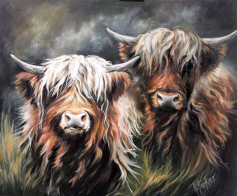 Highland Cow Art canvas prints by Hilary Barker at Mid Torrie Farm Callander in Scotland ...