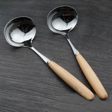 Aliexpress.com : Buy Korean Style Wooden Handle Big Round Spoon ...