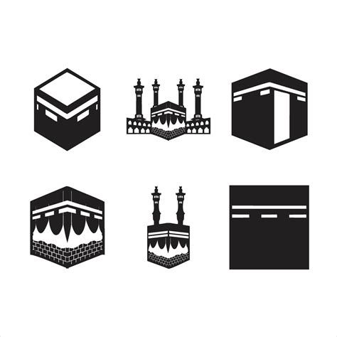 Kaaba mecca vector silhouettes with various shapes and points of view ...