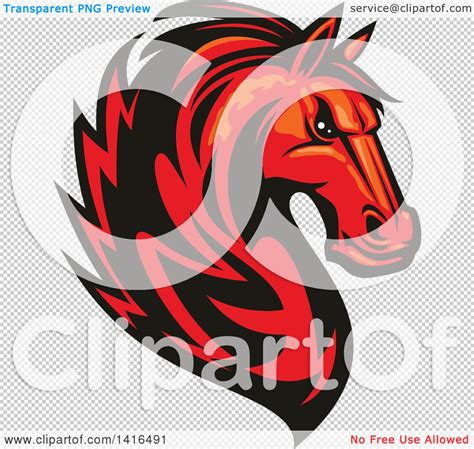 Clipart of a Tough Red Horse Head - Royalty Free Vector Illustration by Vector Tradition SM #1416491