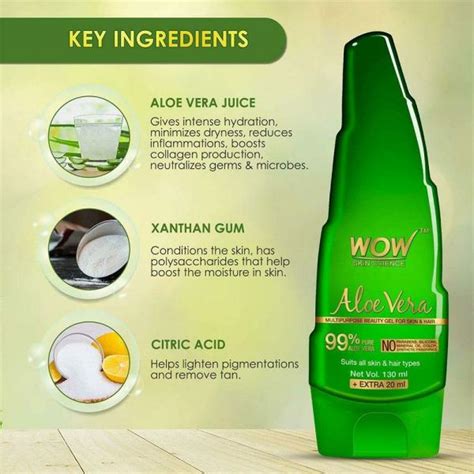 WOW Skin Science Aloe Vera Gel 130 ml + 20 ml - JioMart