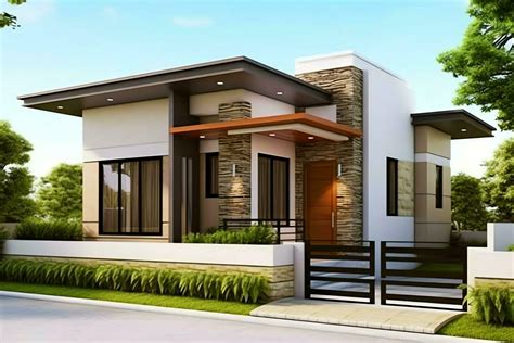 Beautiful modern house exterior with carport. Modern residential ...