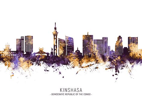 Kinshasa Democratic Republic of the Congo Skyline #99 Digital Art by Michael Tompsett - Fine Art ...