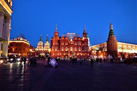 Night on the Red Square, Moscow, Russia Editorial Photography - Image of beautiful, nikolskaya ...