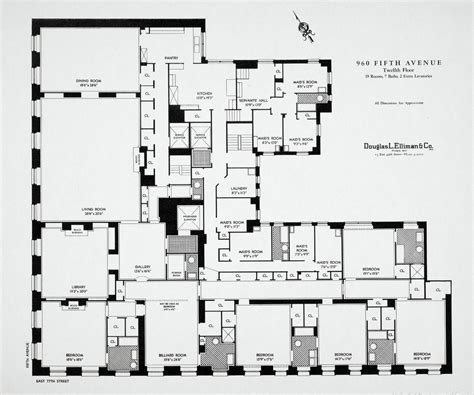 960 Fifth Avenue | Luxury floor plans, Penthouse apartment floor plan, Apartment floor plans