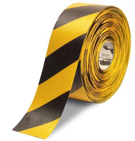 4" Yellow Floor Tape with Black diagonals - 100' Roll | Shop Mighty Line Safety Floor Tapes ...