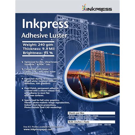 Inkpress Media Adhesive Luster Paper AL111720 B&H Photo Video