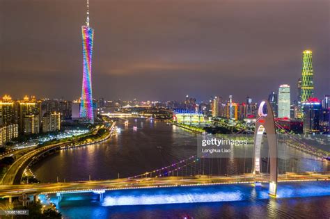 Aerial View Of Guangzhou Skyline At Night High-Res Stock Photo - Getty ...