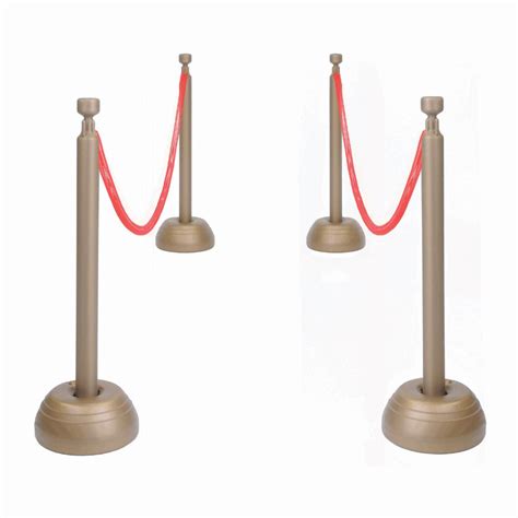 Red Rope Stanchion Set (3–ropes, 4–34 posts, 4–10 refillable bases) - Webhats.com