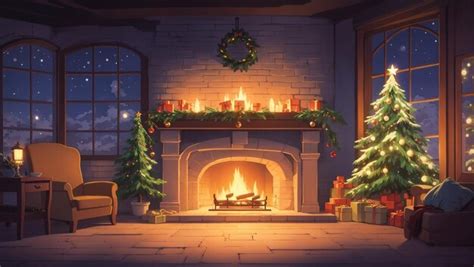 Premium AI Image | Beautiful Christmas scene of a fireplace