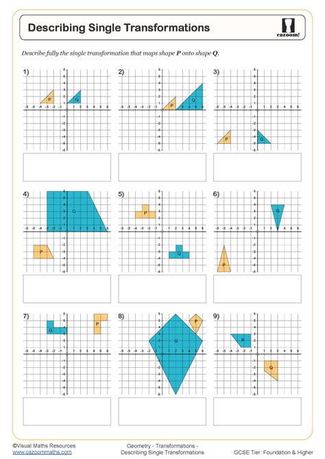 Describing Single Transformations Worksheet | Fun and Engaging PDF Worksheets