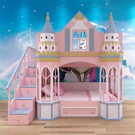 Solid Wood Customized Princess Bed Girl Dream Castle Girl Pink Children's Bed Villa Double Bed ...