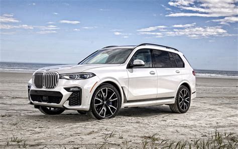 Download wallpapers BMW X7 xDrive50i M Sport, 2019, G07, exterior, luxury SUV, new white X7 ...