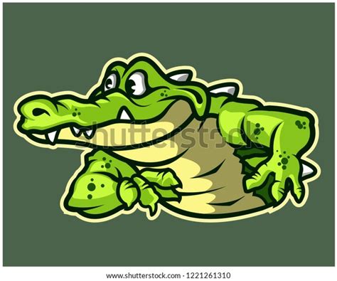 Funny Gator Cartoon Mascot Stock Vector (Royalty Free) 1221261310 ...