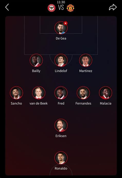 Man Utd v. Brentford lineup. What’s yours look like? : r/ManchesterUnited