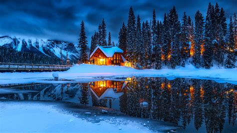 Download Snow Water Man Made Cabin Cozy 4k Ultra HD Wallpaper by Christian Sanchez