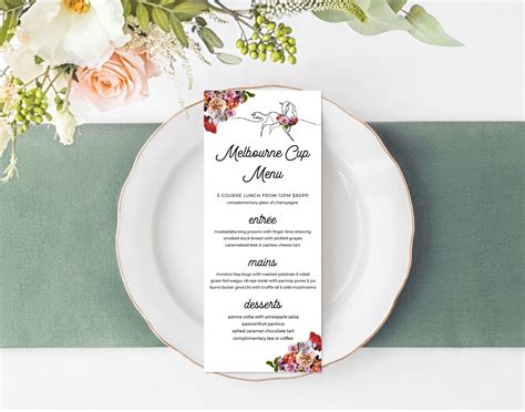 Melbourne Cup Menu Template, Melbourne Cup Luncheon Menu, Brunch, Bar ...