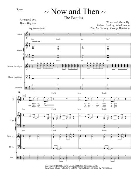 Now And Then (arr. Denis Gagnon) by The Beatles Sheet Music for Piano, Vocal & Guitar Chords at ...