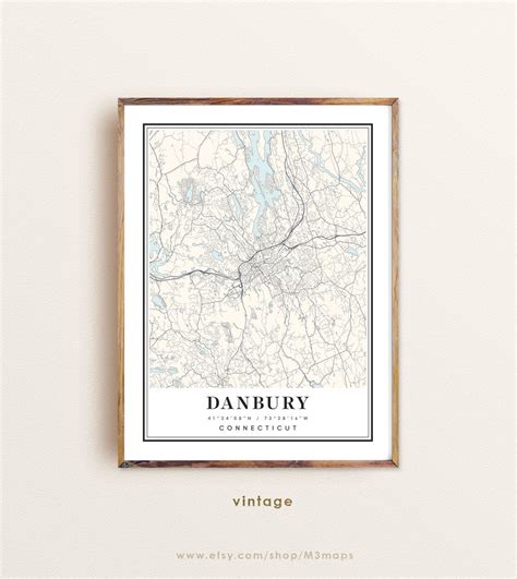 Danbury Connecticut Map Danbury CT Map Danbury City Map - Etsy