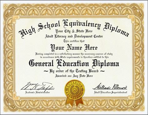 GED General Education Diploma (High School Equivalency) Gold – Very Realistic Looking! | The Id Guru