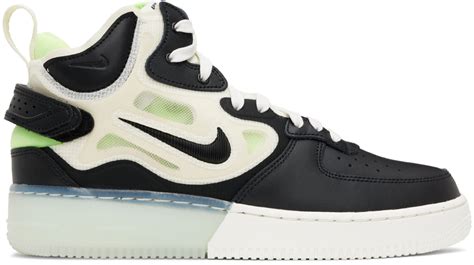 Black Air Force 1 Mid React Sneakers by Nike on Sale