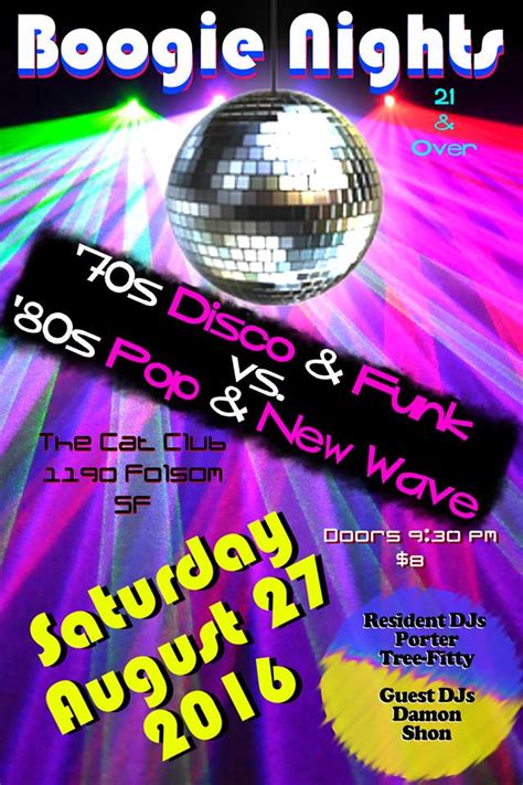 Club Boogie Nights! 70s .vs. 80s! at Cat Club in San Francisco - August ...