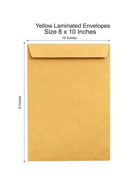 8 x 10 Yellow Laminated Envelopes 100 Gsm. | For A4/Letter Size Magazine, Catalog, Documents ...