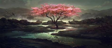 Images For > Tree Art Wallpaper | Blossoms art, Tree painting, Lake ...