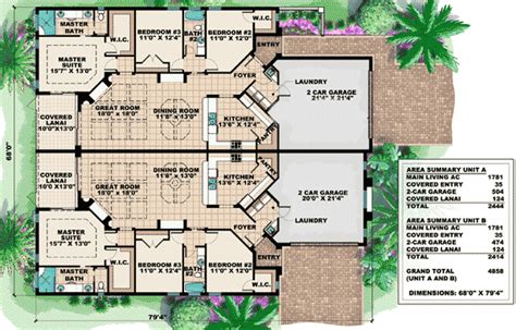Mediterranean Multi-Family House Plan - 66174GW | Architectural Designs ...