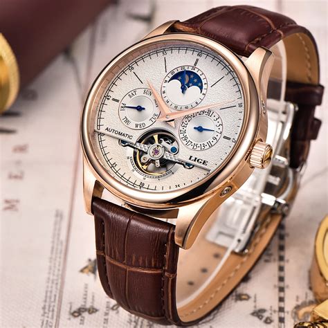 Automatic mechanical watch tourbillon with leather – Toublillons ...