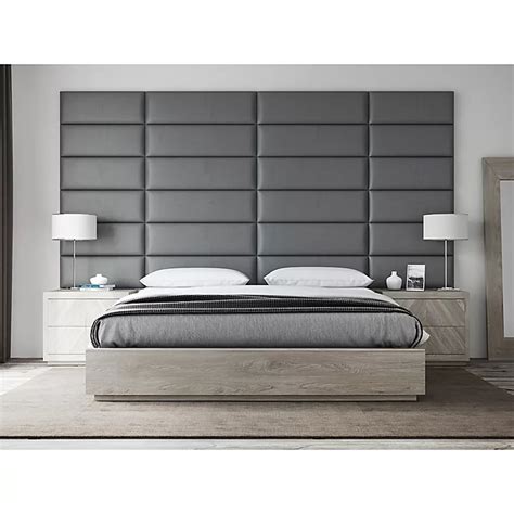 Vant Vinyl Upholstered Headboard Panels in Grey Pewter | Bed Bath and ...