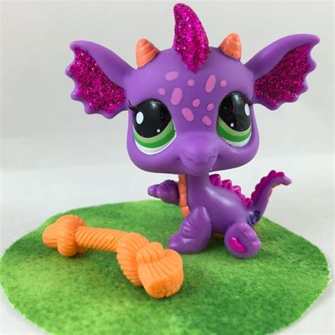 Littlest Pet Shop RARE Purple Glitter Dragon #2660 w/Accessory | Little pet shop toys, Little ...